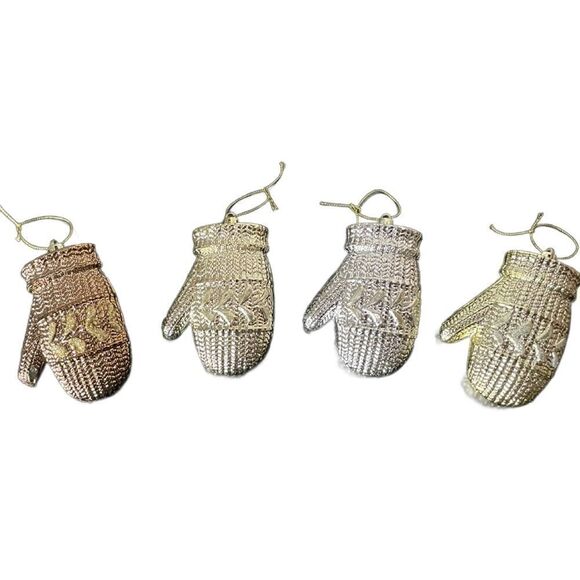 Ornaments Bundle of 4 Mitten Christmas Tree Ornaments (Bronze, Gold & Silver) - Picture 13 of 13